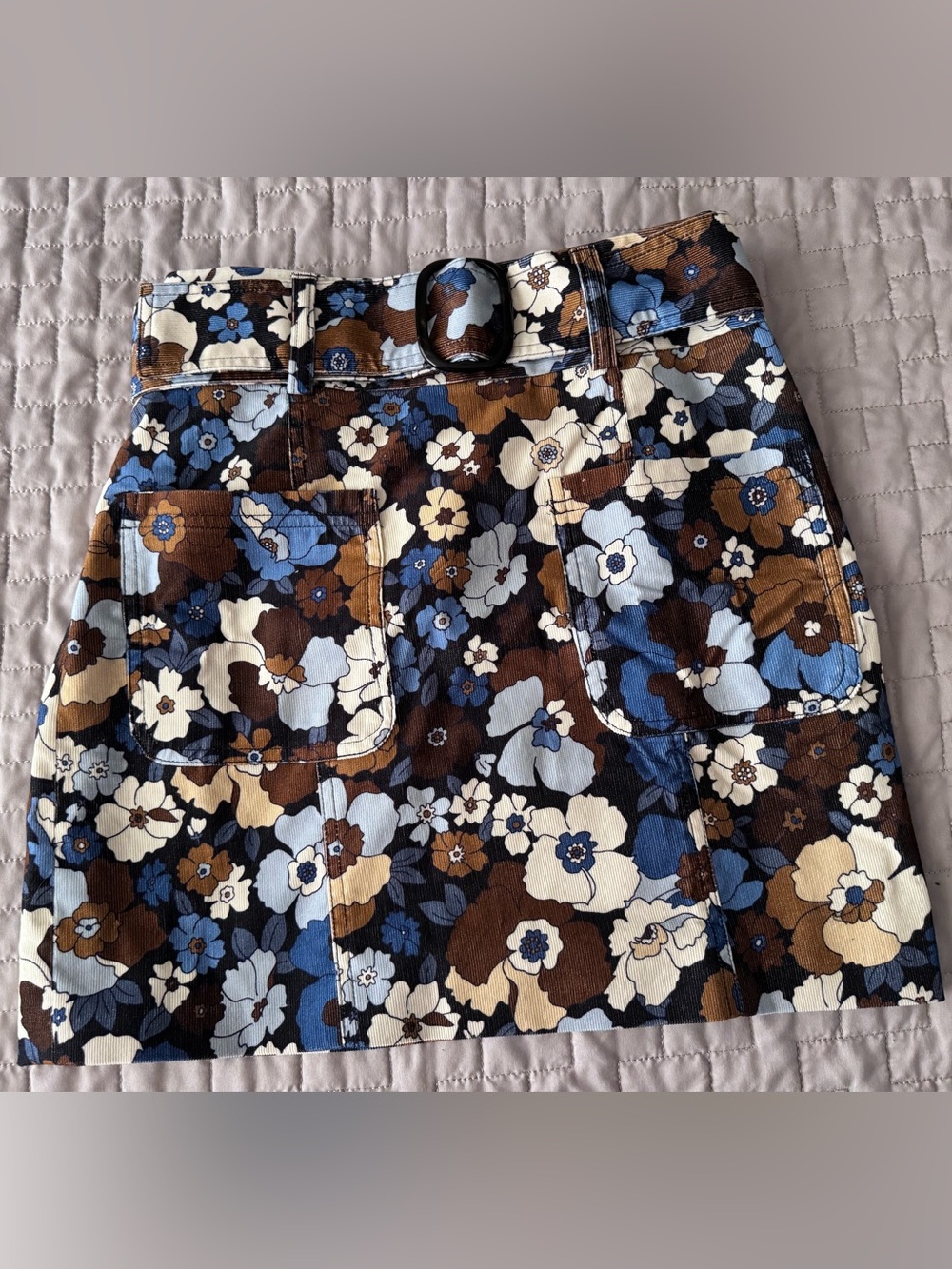 NWT Sezane Gillie Belted Pastel Blossom Floral Cotton Skirt, size 2/34/XS